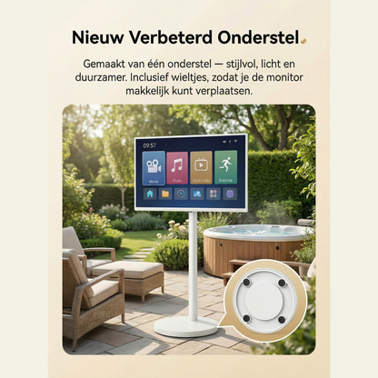 32 Inch Draagbaar Smart TV Display — Draaibaar, Kantelbaar & Verstelbaar | Android 13 & Airplay | WiFi | Ingebouwde Batterij